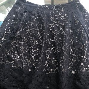 Talbots black/cream lace skirt